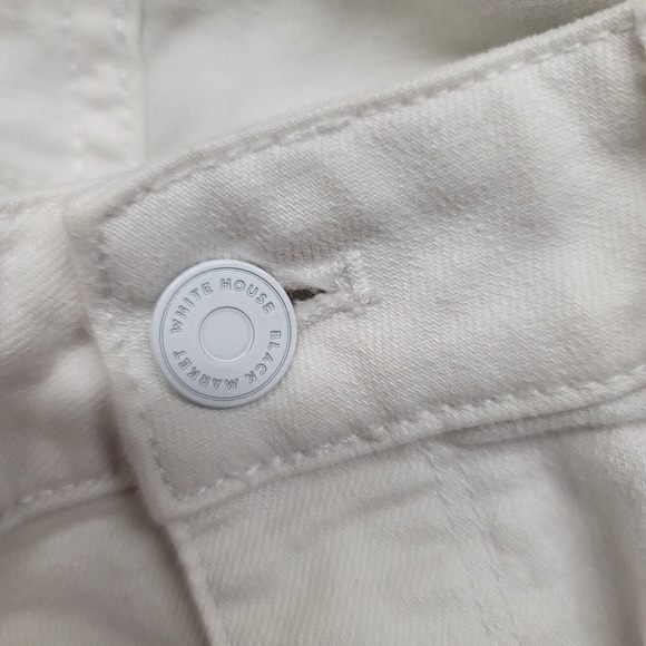 White House Black Market Jeans Womens 4 White Straight Distressed Ripped Cropped - Picture 3 of 15